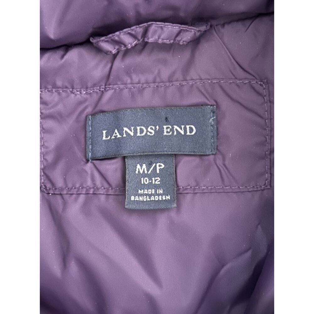 Land’s End Women’s Purple Down Puffer Jacket Faux Fur Hood Size P Med 10-12 - Picture 5 of 11